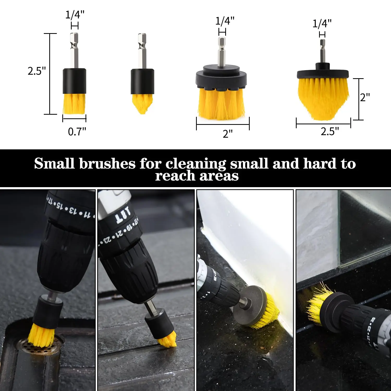 9 Pcs Cleaning Brush Attachment Set Power Scrubber Brush with 1/4“ Extend Long Attachment Drill Scrub Brush for Cleaning Shower