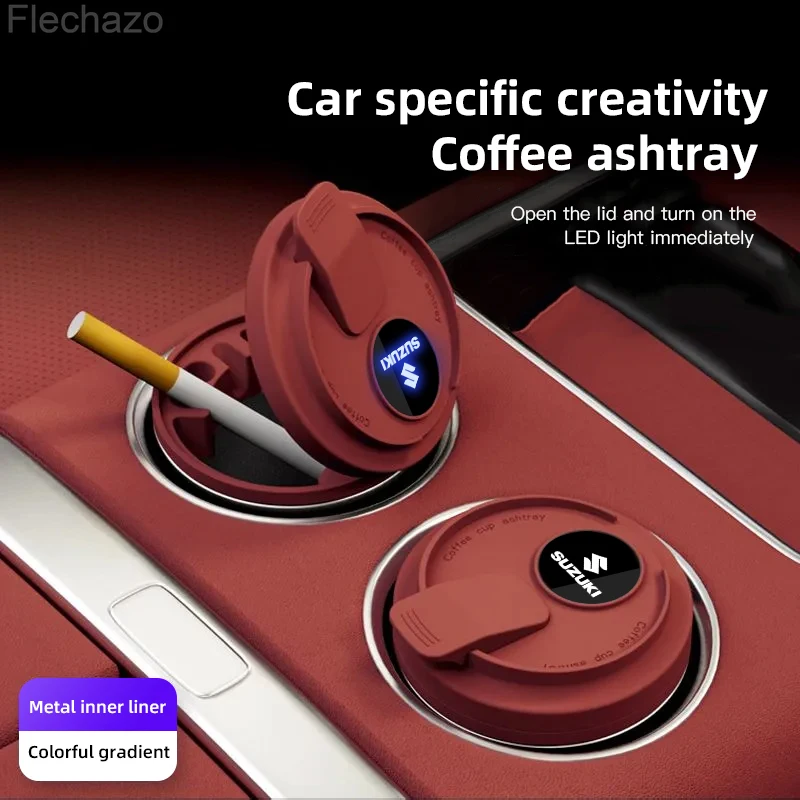 New Car Creative Coffee Cup Style Stainless Steel Inner Pot Ashtray for Suzuki Jimny Swift Samurai Vitara SX4 Alto Kaiser Ingnis