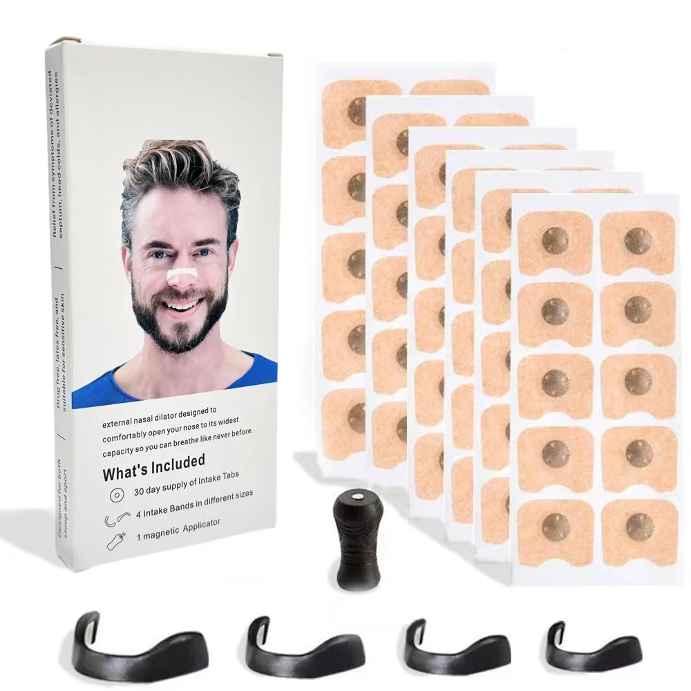 

30 Pairs Magnetic Anti-Snoring Nasal Clips, Skin-Safe Black Nose Strips for Better Breathing & Oxygen Boost