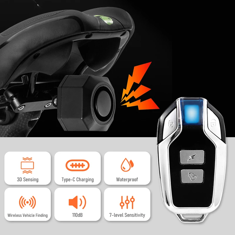 ワイヤレス USB 充電防水バイク警報リモコン振動検知器警報オートバイ盗難警報