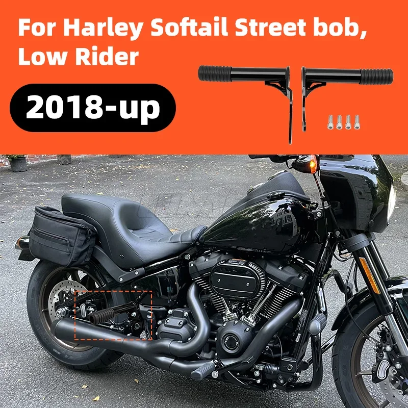 Black Motorcycle Iron Rear Passenger Engine Guard Crash Bar Protection Fit For Harley Softail Street Bob Low Rider FXBB 2018-up