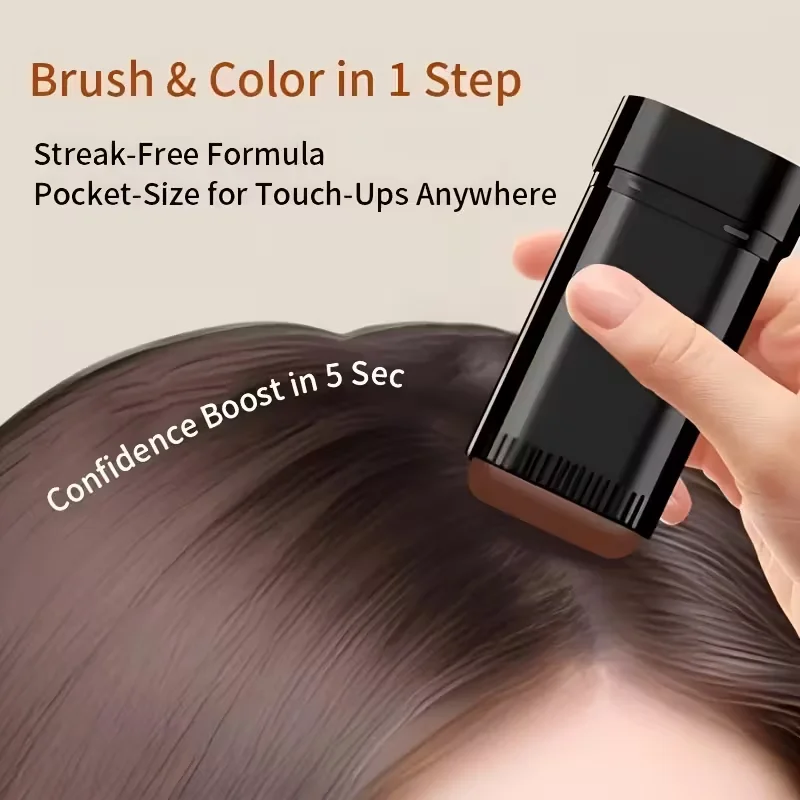 3-In-1 Hair Coloring Stick with Comb Teeth,Temporary Hair Color Corrector,Quick Gray Coverage,Unisex 20g Portable Hair Dye Stick