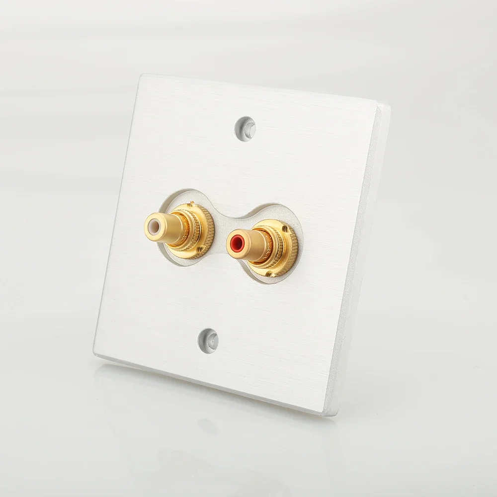 Hi-end home theater banhado a ouro 2 vias tomada rca de parede hifi rca jack tomada audiophile rca na parede