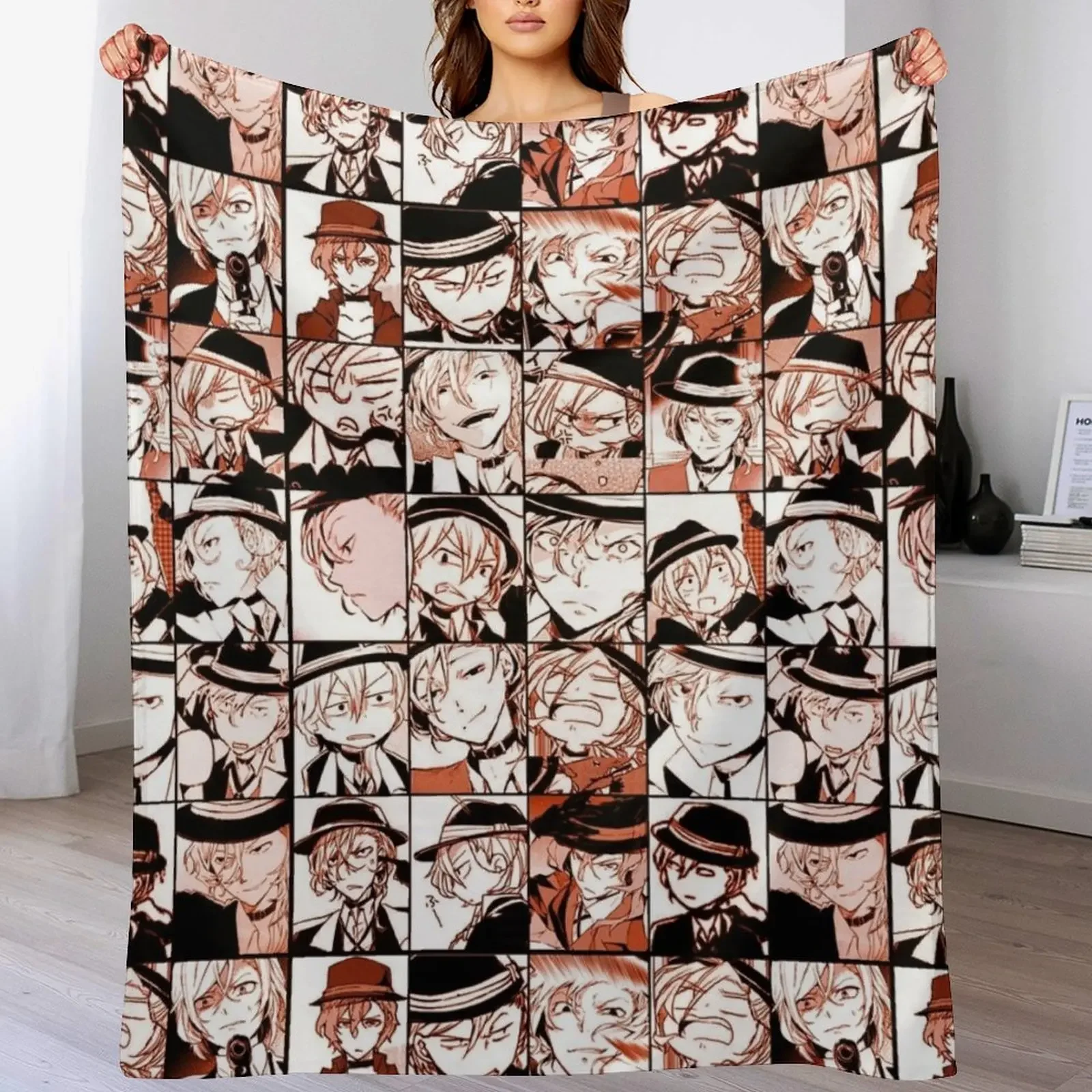 

New chuuya collage- manga color version Throw Blanket Machine Washable Soft Warm Blanket