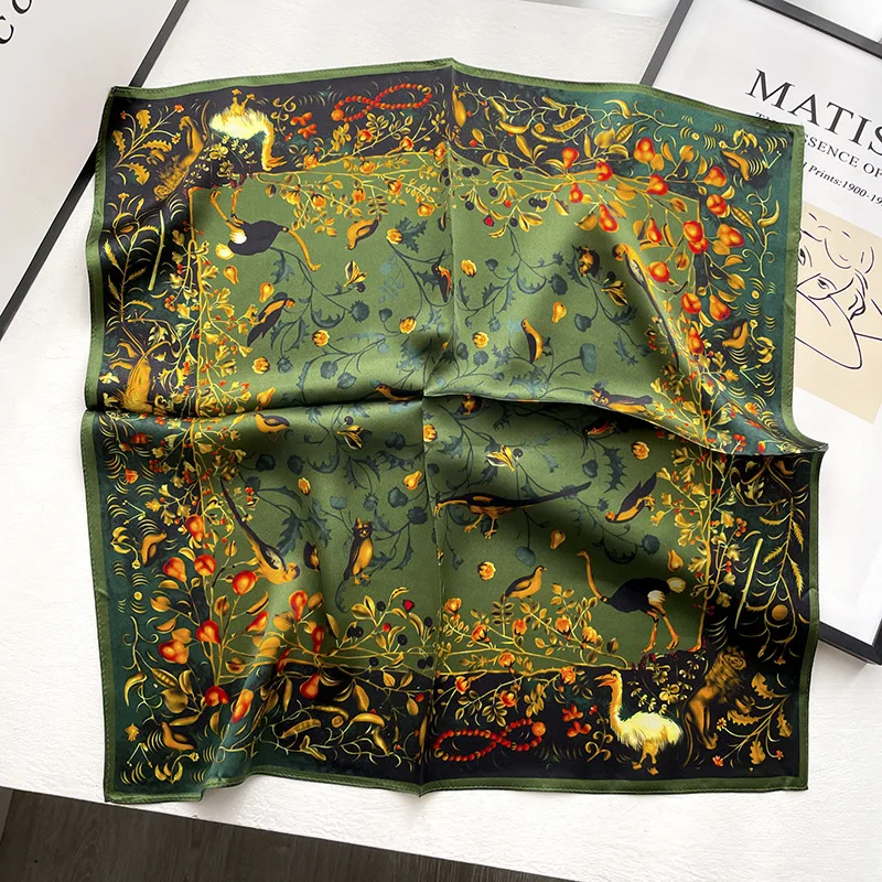 100% Natural Silk Square Scarf Women Print Small Bandana Headscarf Summer Ladies Neckscarf Pure Real Silk Scarves Shawls Wraps