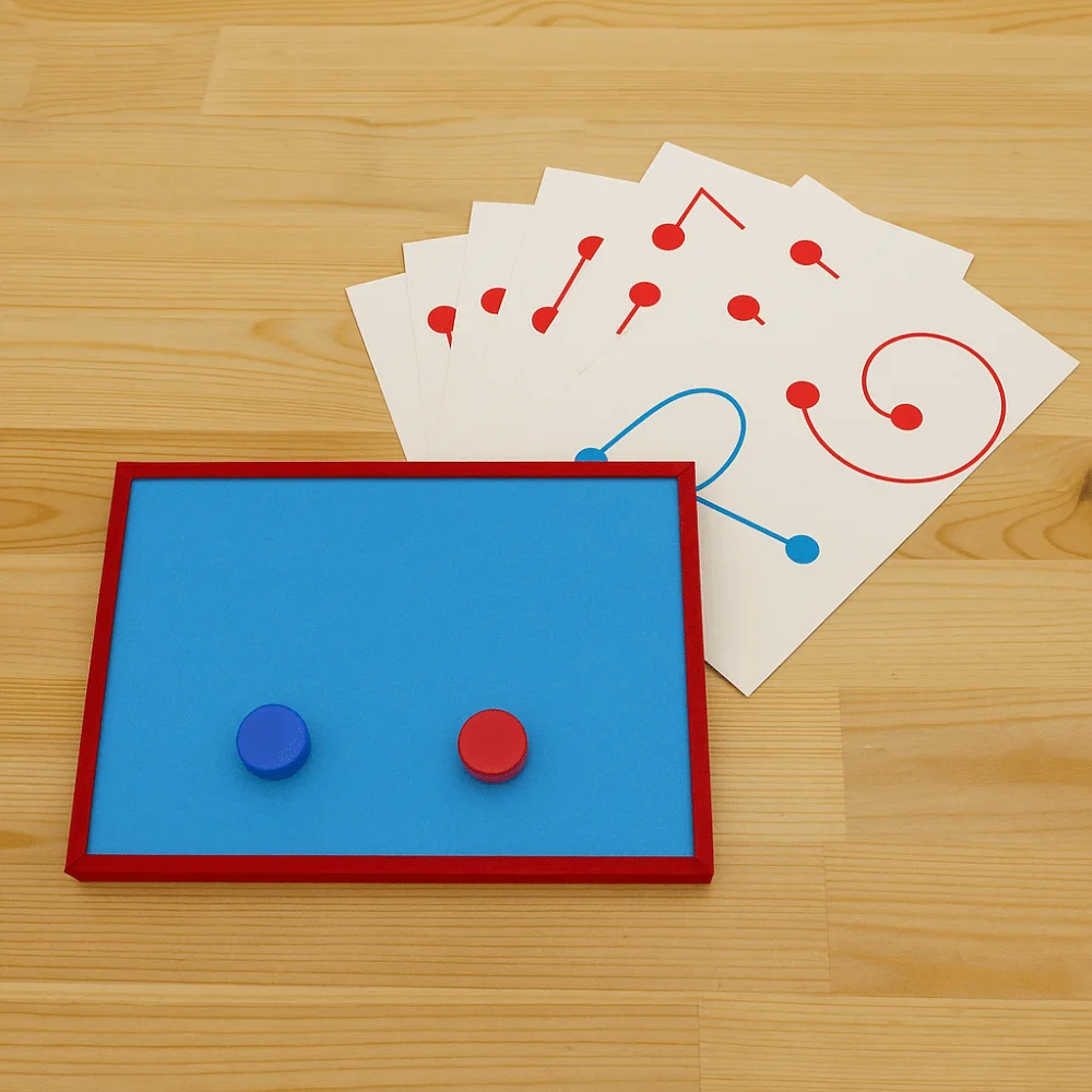 Papier links rechts Flugbahn Montessori Muster kognitive Augen Hand Koordination Herausforderungen tragbar