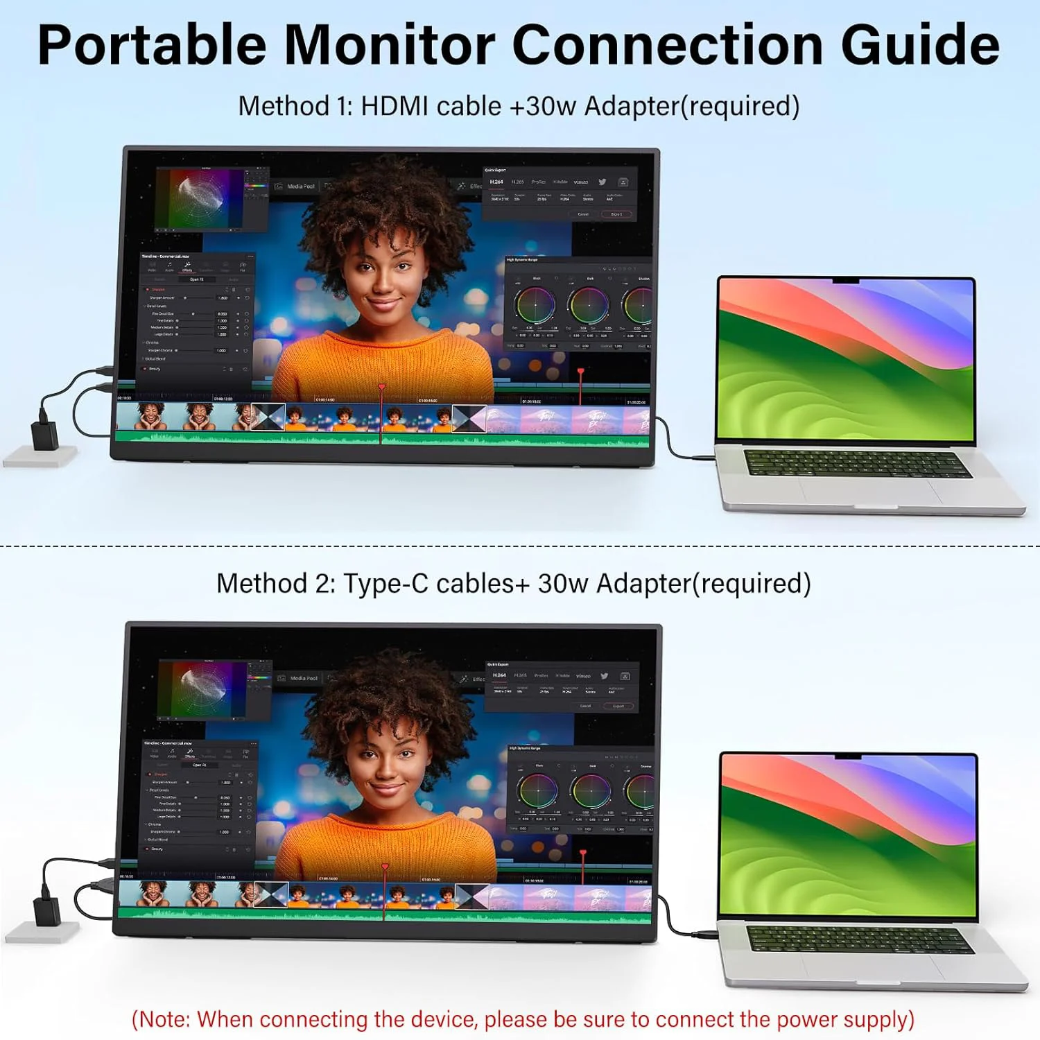 24.5” 2.5K 165hz Portable Monitor 2560*1600 16:9 100%sRGB 300Cd/m² Travel Gaming Display VESA for Laptop Switch ps4 ps5 Xbox
