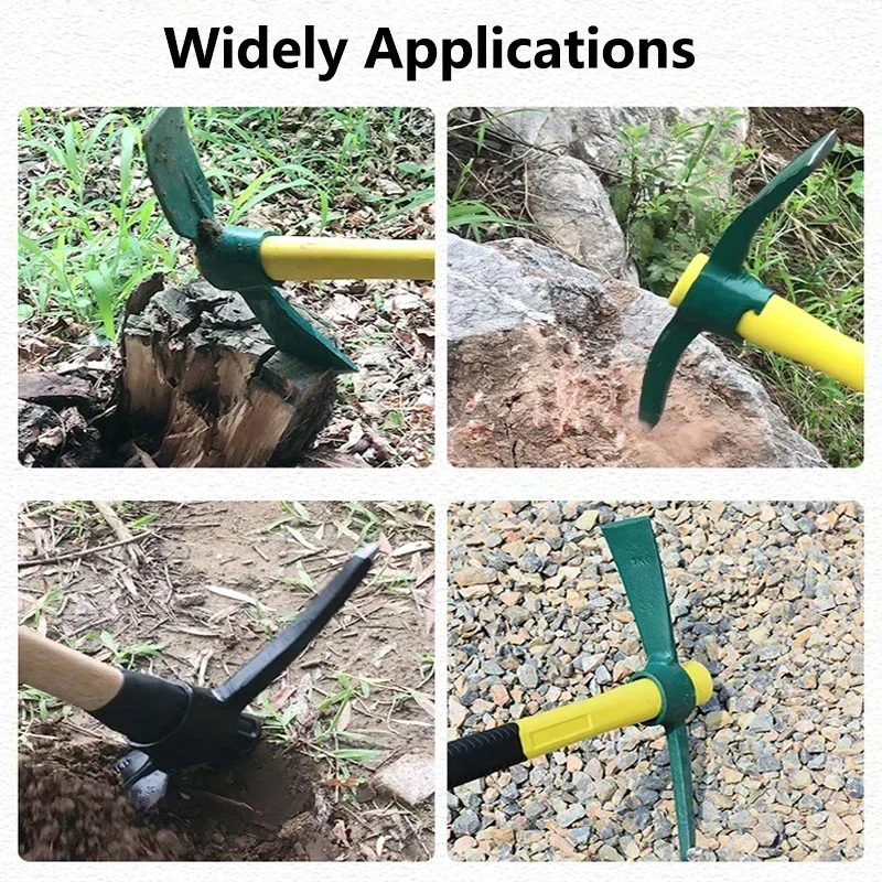 في الهواء الطلق مزورة المعالجة الحرارية الصلب اختيار مجرفة لقطع الأعشاب الضارة تقطيع 1 قطعة المنغنيز الصلب معول مع المضادة للانزلاق المطاط قبضة