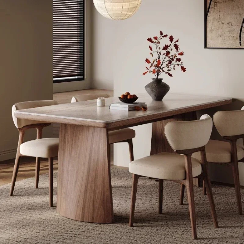 140cm 160cm 180cm  Modern Luxury Simple Light Solid Wood Slate Dining Table Dining Room Chairs Rectangular Tables Set Furniture