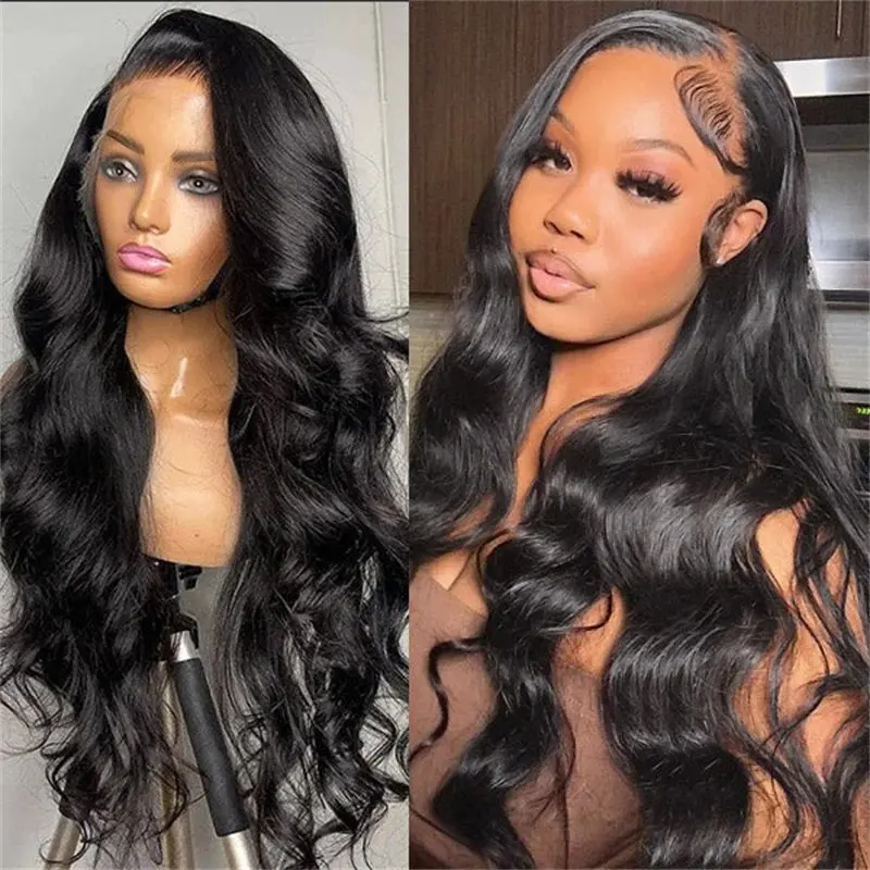 Rosabeauty 40 Inch Body Wave Human Hair 13x6 HD Lace Frontal Wigs 13x4 Transparent Lace Front Wig Glueless Preplucked For Women