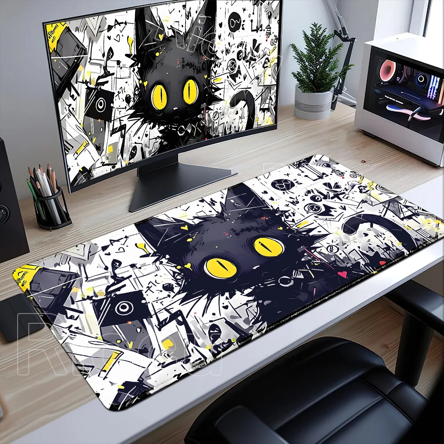 

HD Print Cute Graffiti Cat Mouse Pad Large Computer Office Laptop Mat XXL Non-slip Rubber Gaming Keyboard Mousepad Long Desk Mat