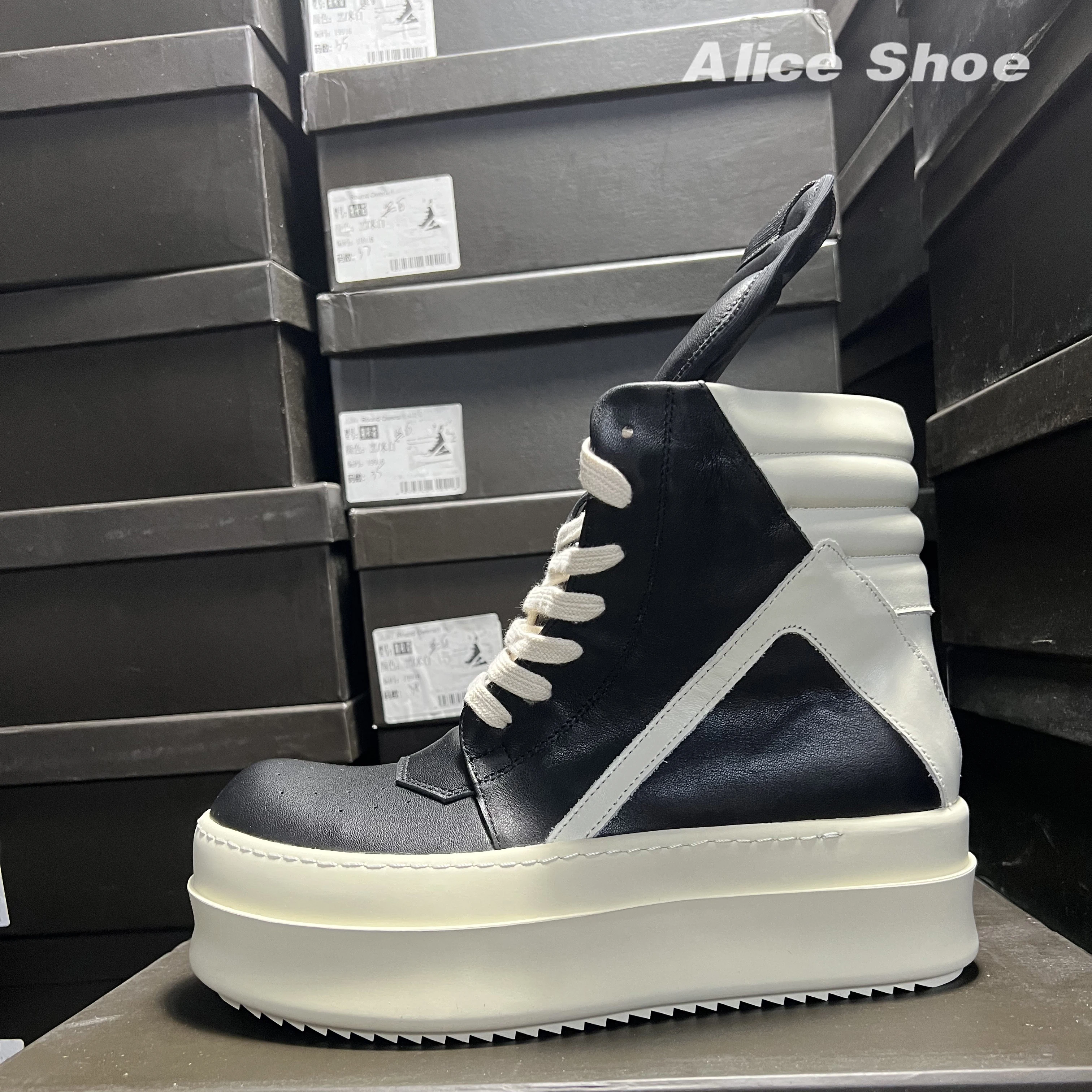 

Designer Women Ankle Boot Platform 6cm High Original Casual Luxury Girl Dress Black Geobasket Leather Zip Flat Street Shoe