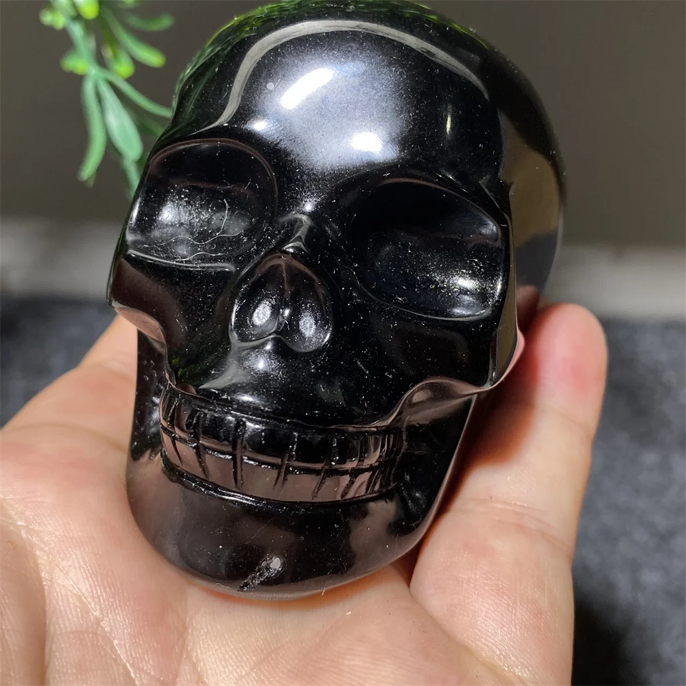 Black Obsidian Skull Stone Quartz Carving Gemstones Minerals Stone Quartz Spiritual Reiki Specimen Ornaments Home Decoration