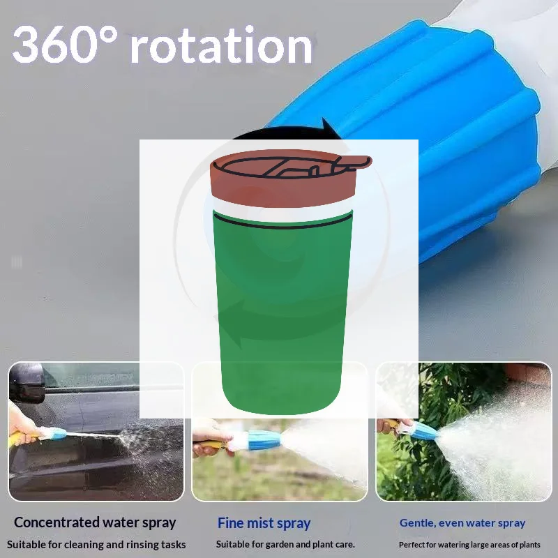 Adjustable High Pressure Hose Nozzle Heavy Duty Water Spray Tool for Garden Watering Car Wash Sidewalk Cleaning