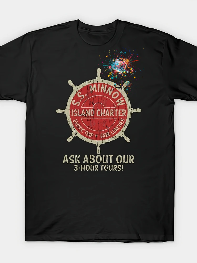 

Retro Gilligan's Island 70s Design Men's Cotton-Vintage S.S. Minnow Graphic- cotton O-neck short sleeve printed men's T-shirt.