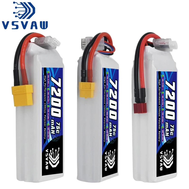 Akumulator Lipo VSVAW 3S 11.1V 7200mAh 75C z złączem XT60 do samochodów RC, ciężarówek, czołgów, samolotów RC, dronów, helikopterów