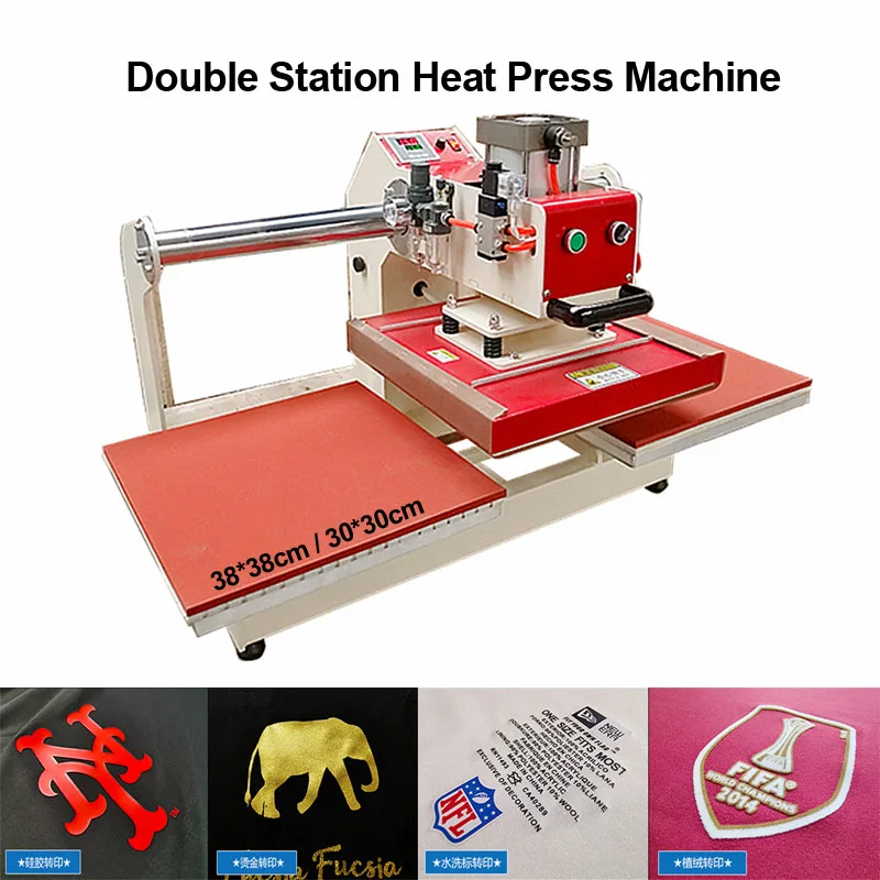 LY Double Station Heat Press Machine 38x38 30x30cm Pneumatic Automatic Can Continuous Work T-Shirt Printing Machine 2000W 2300W