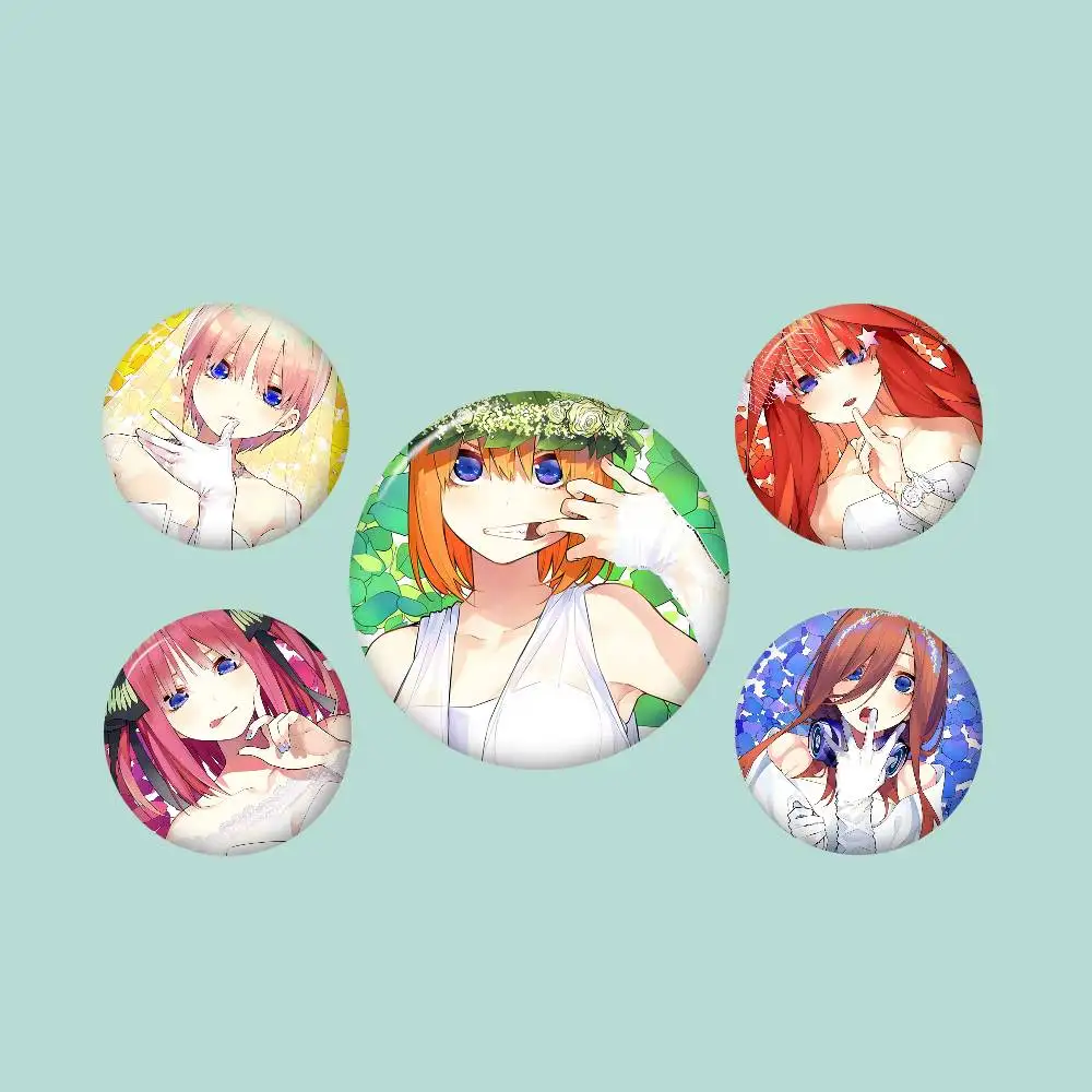 Anime The Quintessential Quintuplets Round Button Pins Slogan Creative Brooches Backpack Clothes Decoration Jewelry Gifts