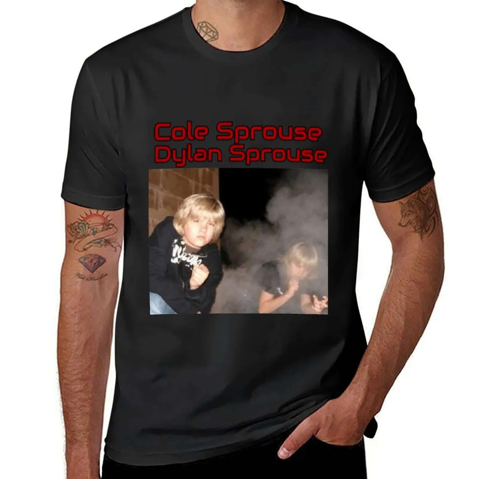 Cole Sprouse Dylan Sprouse Dry ice smoke T-Shirt korean fashion plain t shirts for men pack