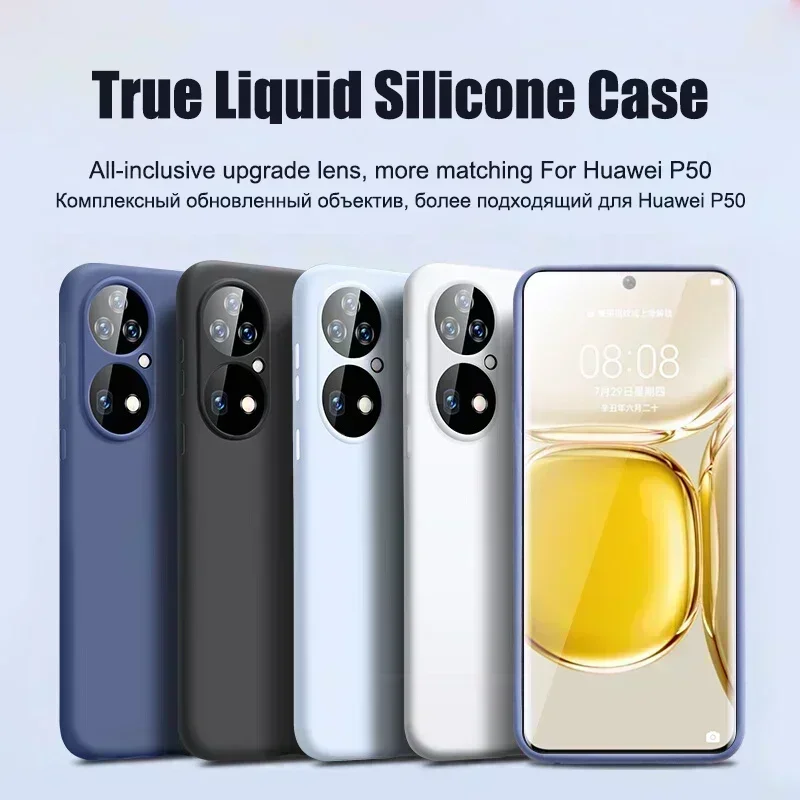 Funda de silicona líquida Original para Huawei P30, P40, P50 Pro Lite, funda a prueba de golpes para Huawei Mate 20 Pro, fundas de teléfono, accesorios