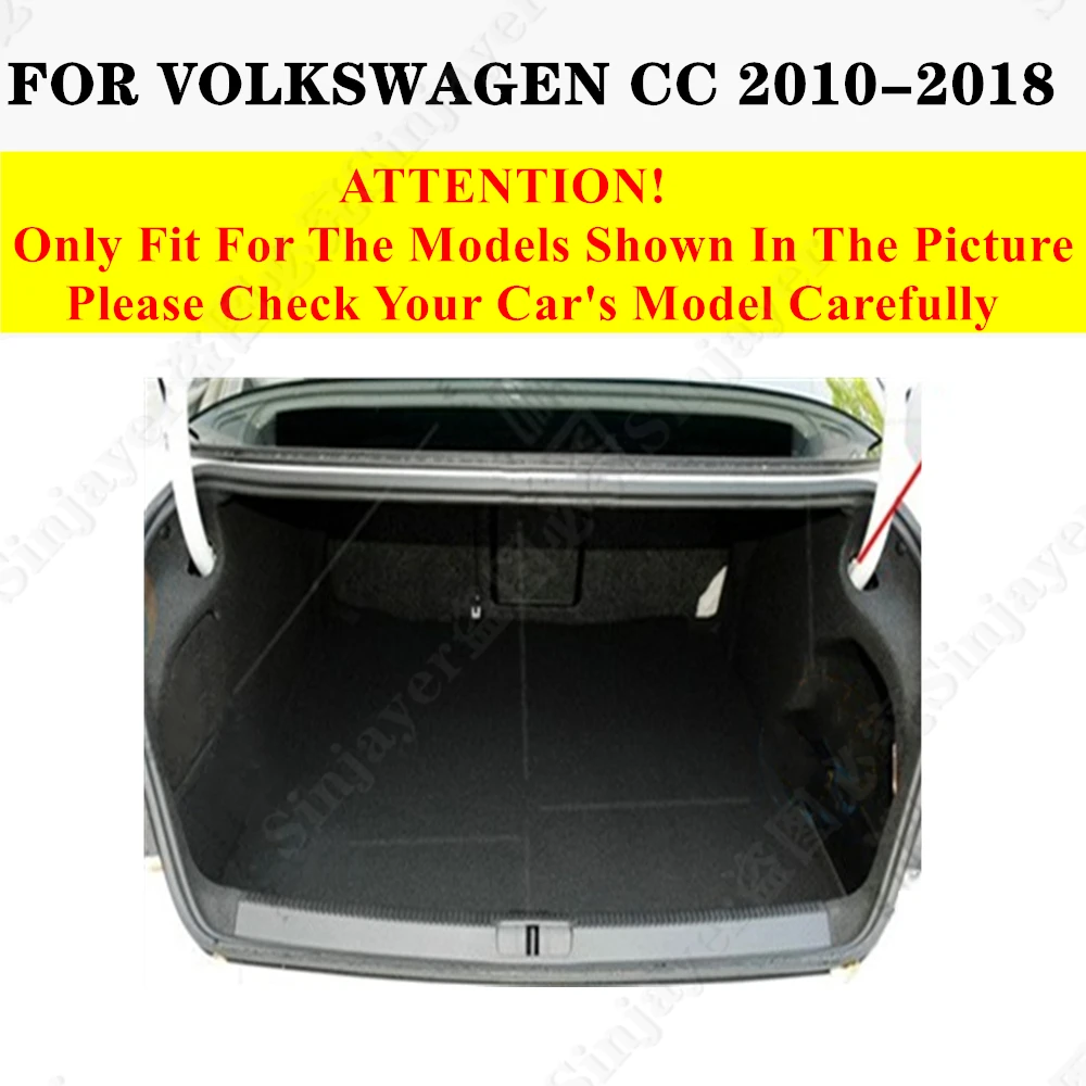 Car Trunk Mat For Volkswagen VW CC 2018 2017 2016 2015 2014 2013 2012 2011 2010 Flat Side Rear Cargo Carpet Liner Tail Boot Pad