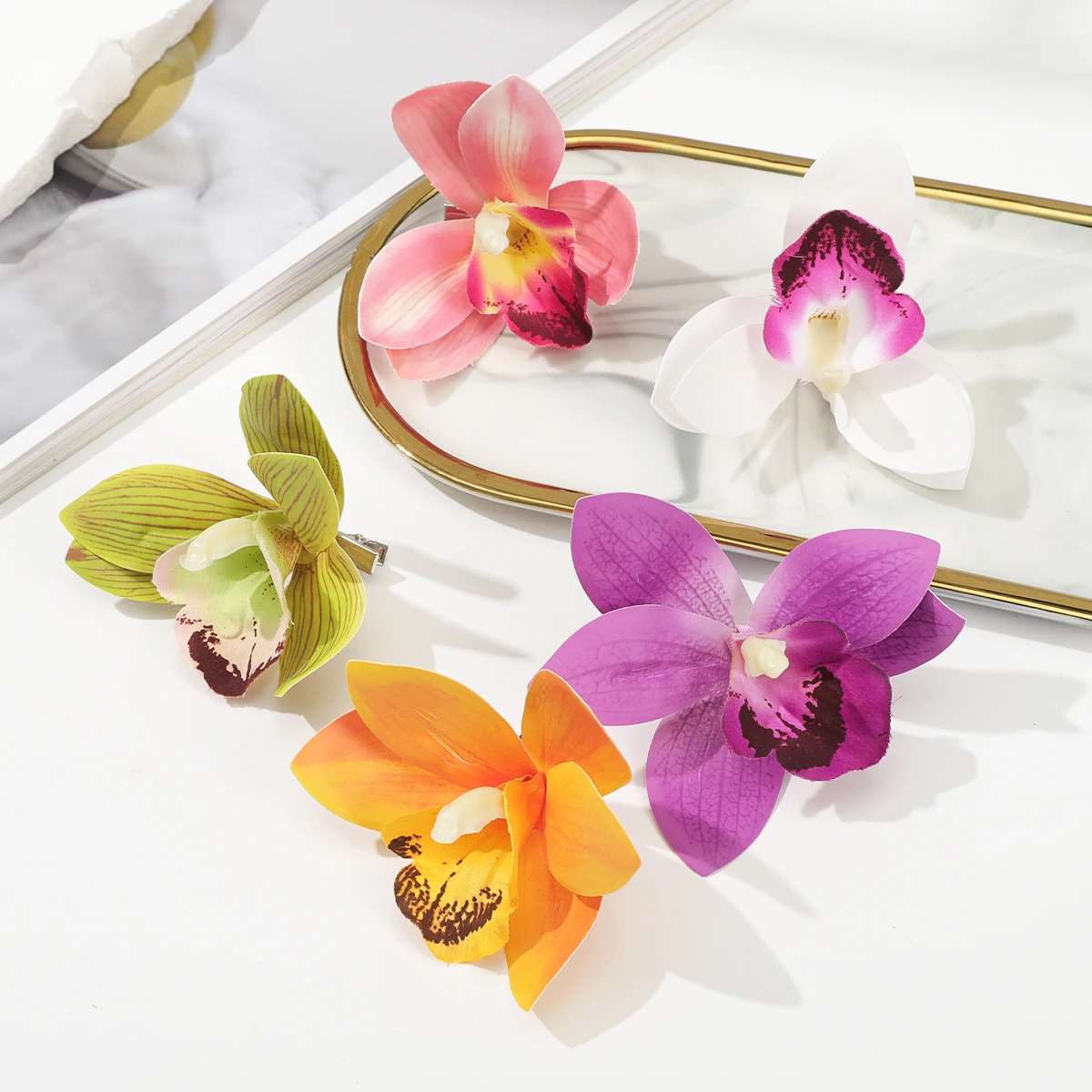 Simulated Orchid Hairpin Beach Styling Hair Clip Wedding Photograph Hair Accessories Make Up Fashion Side Clip  Headwear