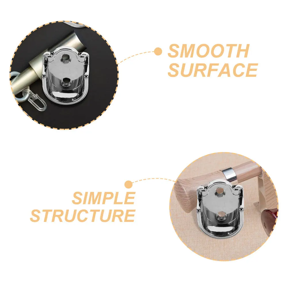 

2Pcs Closet Rod Bracket Zinc Alloy Flange Holder Shower Curtain Pole Socket Thickened Rod End Supports Home Use