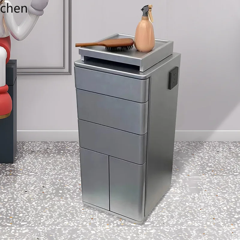 YFY  Hair Salon Tool Cabinet Solid Wood Cabinet Salon Special Internet Celebrity Cabinet Haircut Storage Organizer Small Trolley