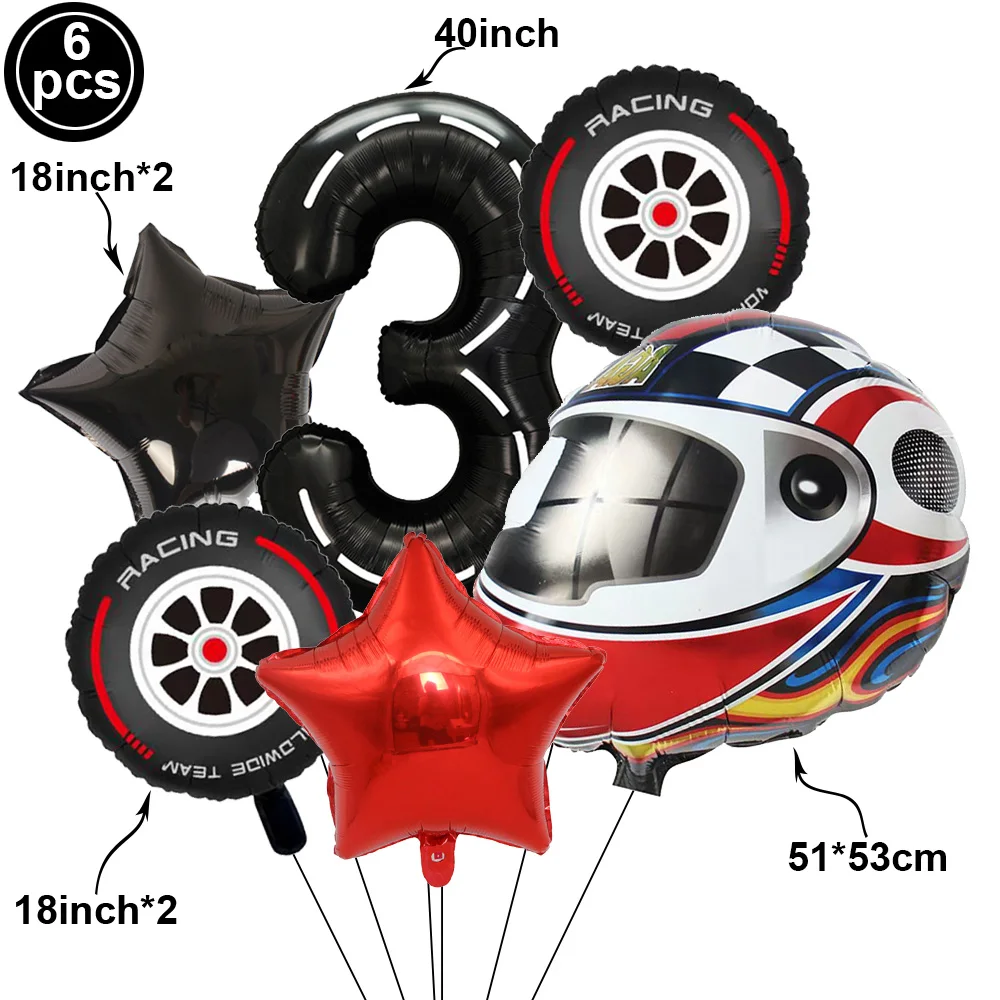 Motorcycle 2 3rd Birthday Party Decorations Motor Helmet Balloon Set Cake Toppers Banner Man Boys Motocross Sport Party Supplies view 3