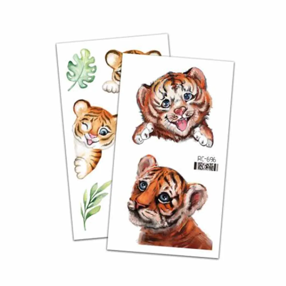 Cartoon Tiger Tattoo Stickers Face Arm Body Art Fake Tattoo Decals Kids Women Men Fake Tattoos Waterproof Tattoo Decors Tools