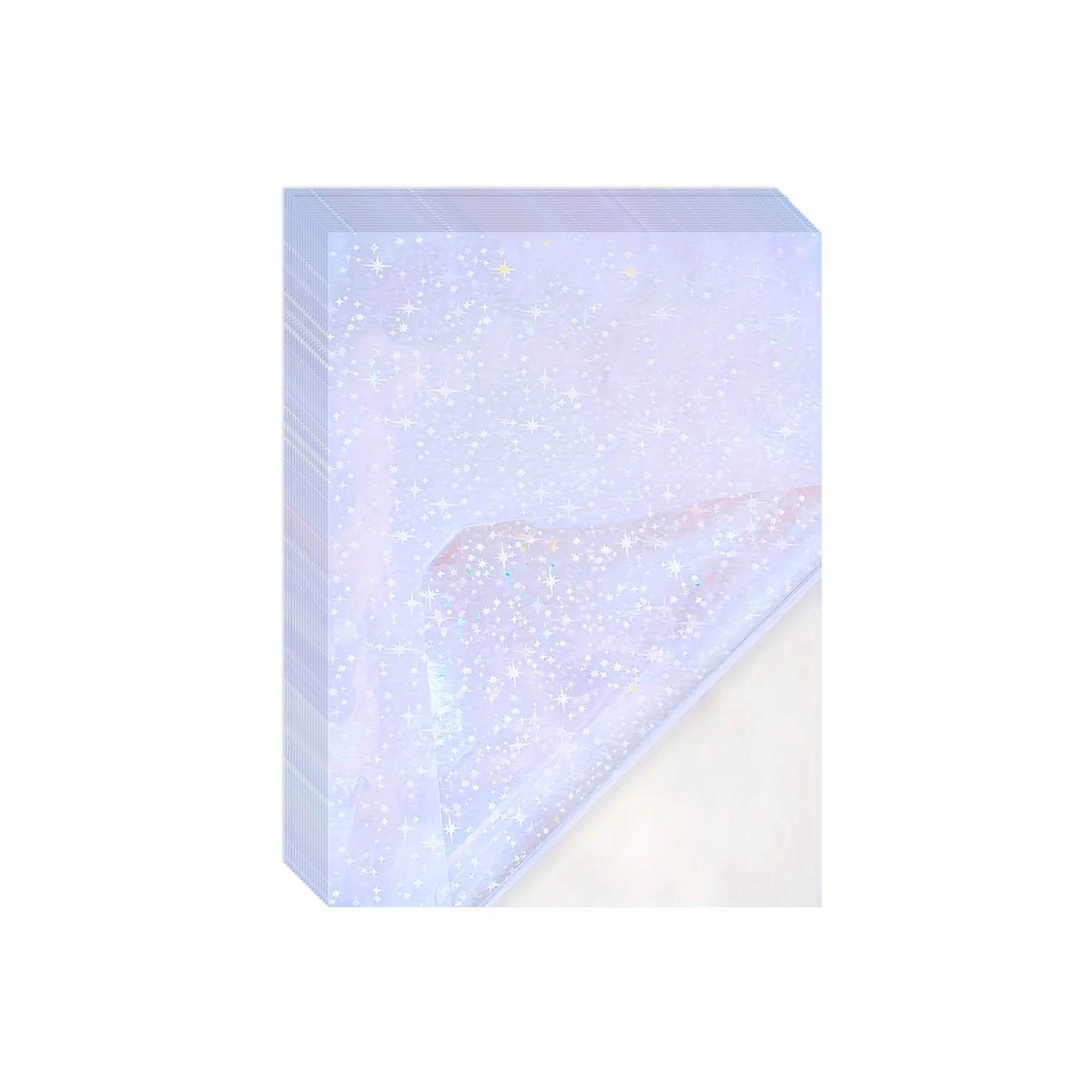 

50 Sheets 4.1×2.9 Inch Star Holographic Vinyl Sticker, Clear Waterproof Sticker, Star Pattern Self-Adhesive Cold Laminating Film