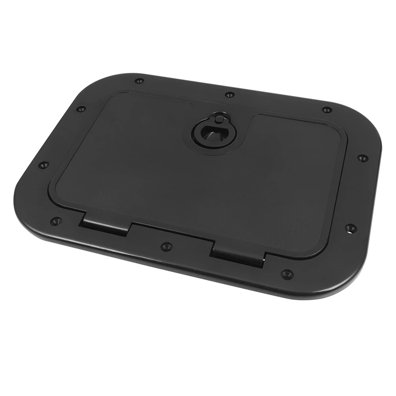 2X Marine Deck Plate Access Cover Pull Out Inspection Hatch With Latch, 14.96 X 11.02 Inch / 380 X 280Mm -Black