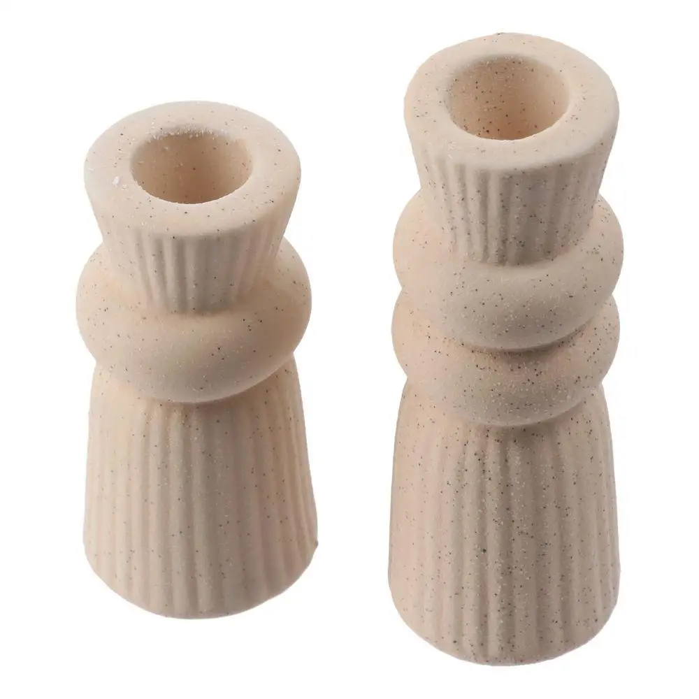 

Home Decor Beige Ceramic Candle Holders Ceramic Candlestick Holder Set Candle Holders Desktop Decoration