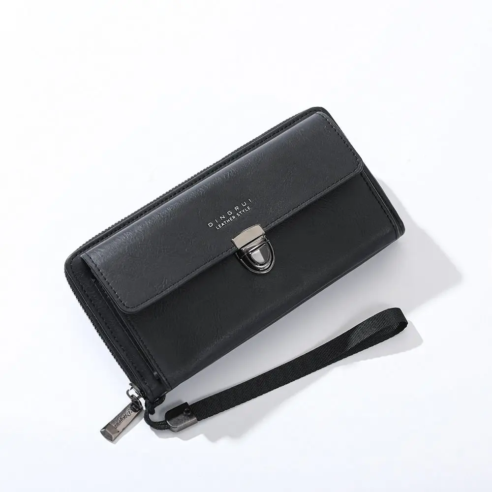 Coin Holder PU Leather Men's Wallet Multi-card Slots High Capacity ID Card Holder Zipper Credit Card Case Business Use