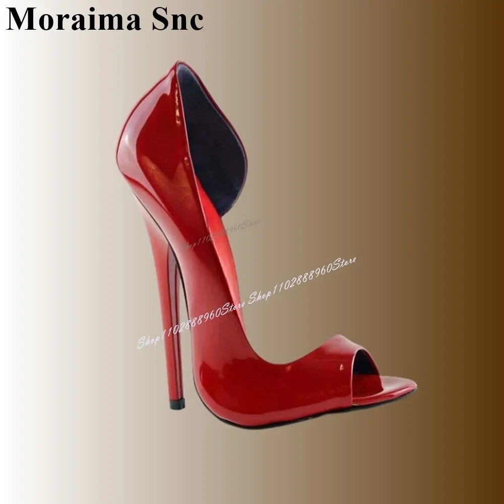 

Runway Red Side Empty Leather Shallow Pumps Thin High Heel Shoes For Women Slip On Peep Toe 2025 Fashion Zapatos Para Mujere