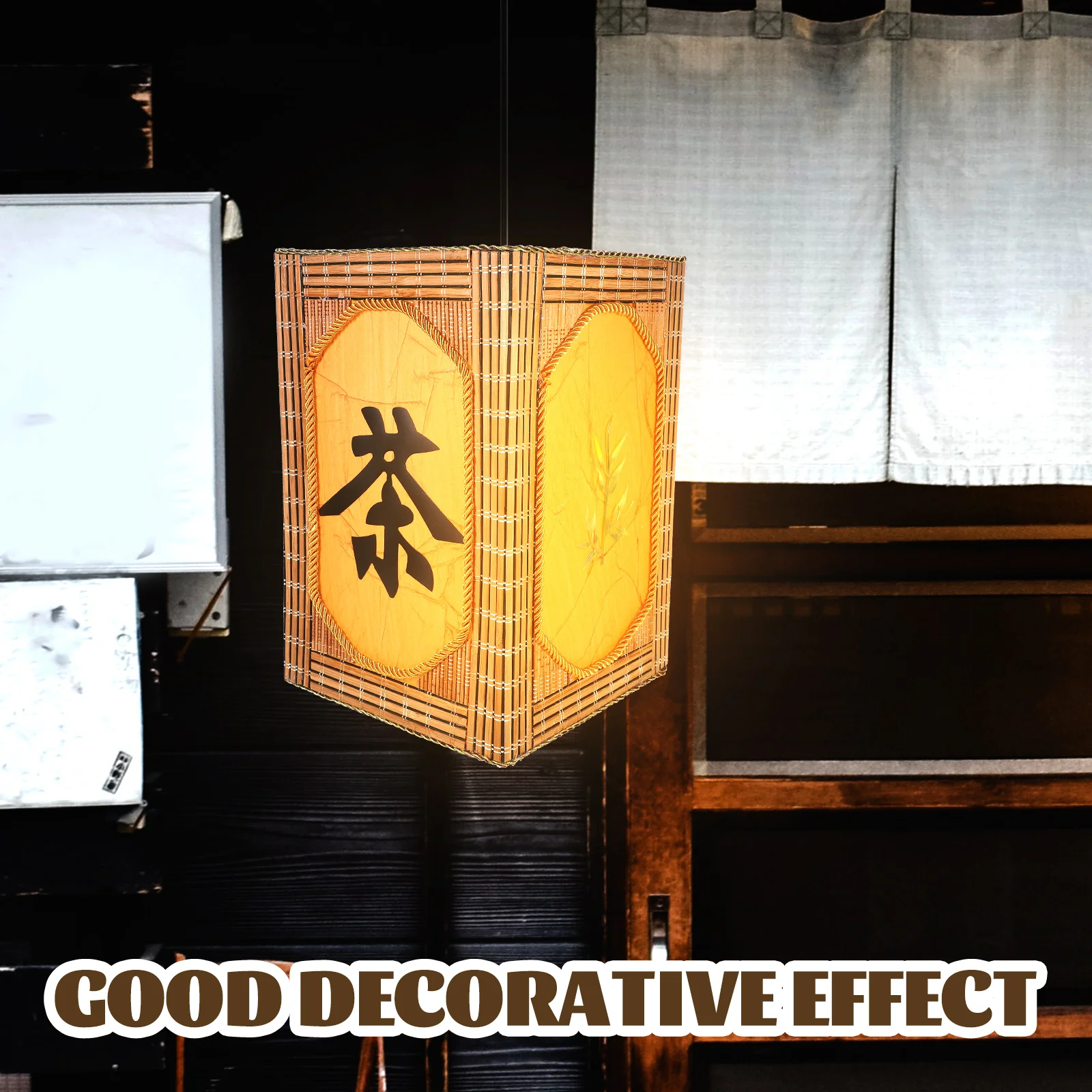 

Bamboo Woven Lampshade for Hanging Pendant Lamp Retro Style Living Room Outdoor Decorative Light Cover