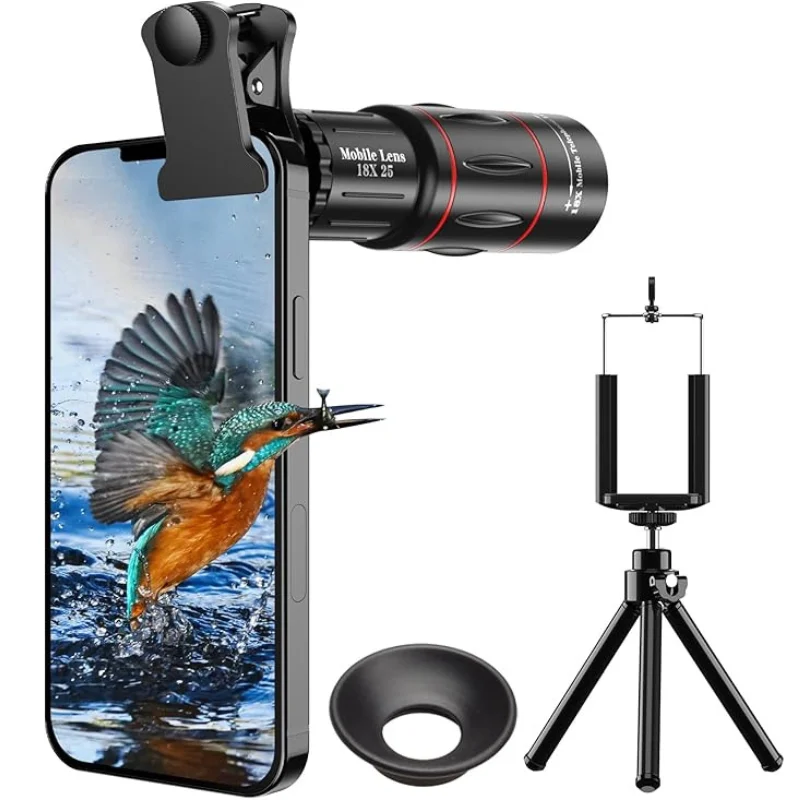 

18X Telephoto Lens, HD Telephoto Mobile Cell Phone Lens with Tripod, BAK4 Prism/FMC Lens, Lens Attachment for Android & iPhone