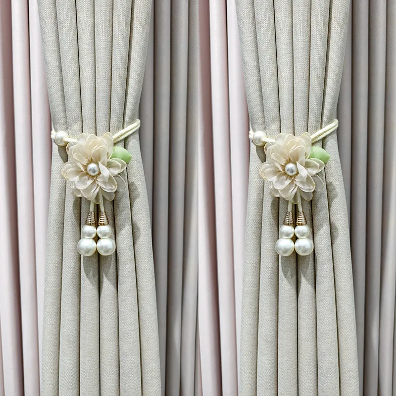 Novos Laços Criativos para Cortinas em Forma de Flor de Pérola Ajustáveis Modernos Minimalistas para Fixação e Pregueado de Cortinas Transparentes