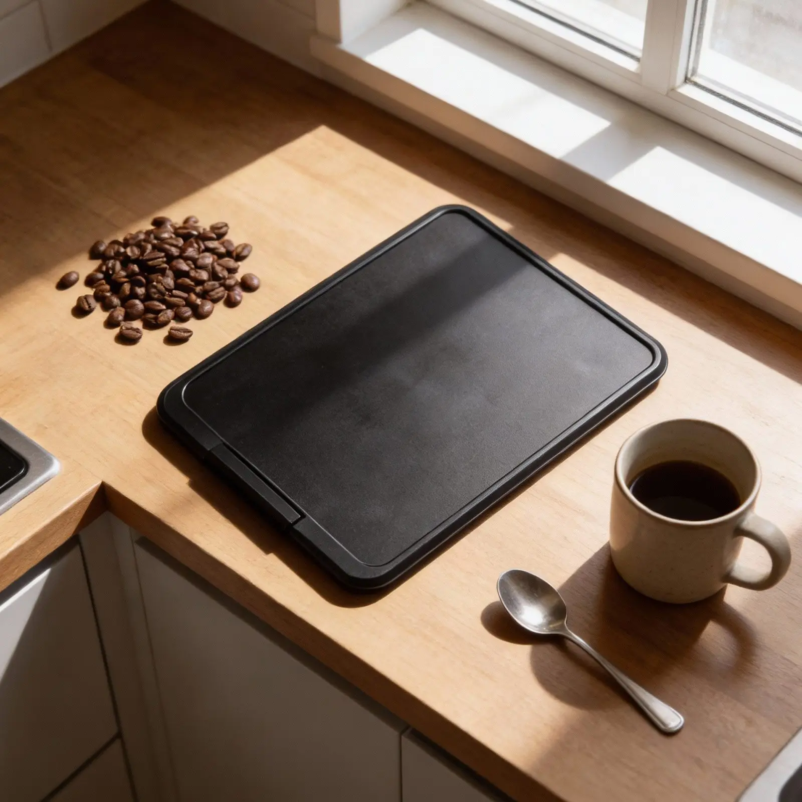 Rolling Sliding Tray for Coffee Machines and Mixers with Locking Mechanism Non Slip Scratch Resistant Plastic 40x30x2cm
