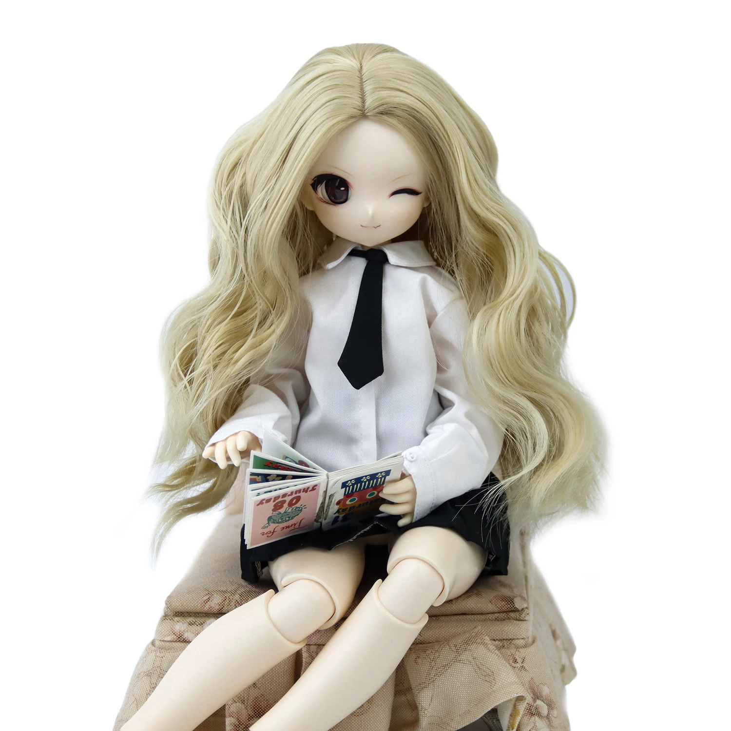 

New 1/3 BJD Doll Wigs Korean silk Long Curly Blonde Hair For Dollfie SD MDD Doll