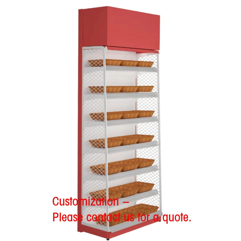 custom.King Display Metallic Cold-Rolled Steel Bread Rack-Maximizes Space Utilization Light Duty Freestanding Supermarket Shelf