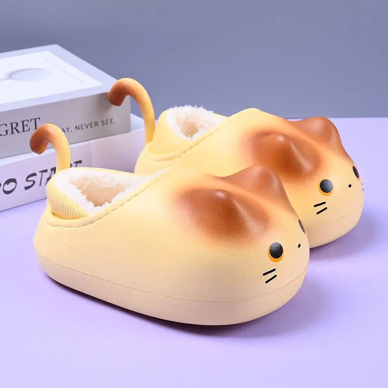 Kids Cotton Slippers Cute Winter Fleece Lined Indoor Slip on Waterproof Non Slip Heel Coverage Girls Shoes