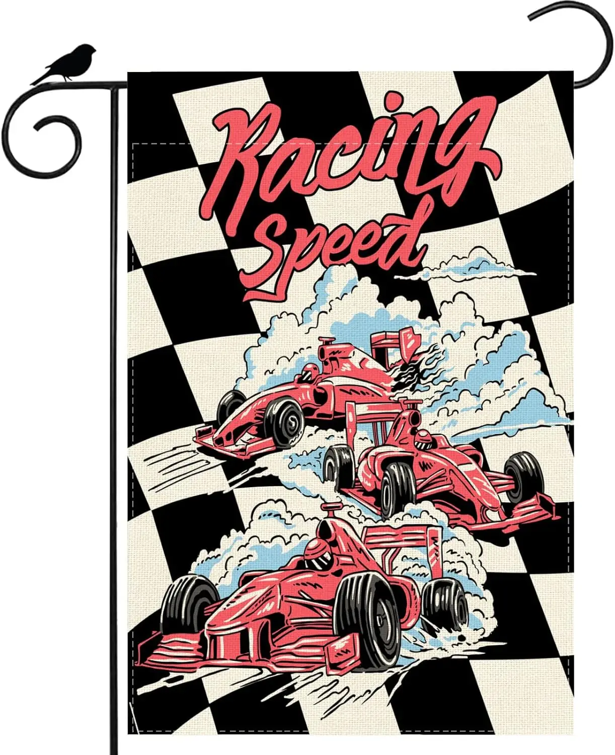 Racing Speed Race Car Black White Checkered Garden Flag 12x18 Inch Double Sided Small Mini Yard Flag Outdoor Outside Holiday MMZ