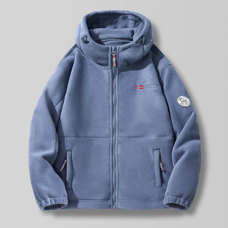 

Мужская куртка осень-зима, новая теплая утолщенная флисовая морозостойкая мужская куртка с капюшоном на молнии с длинным рукавом, уличная повседневная мужская верхняя одежда