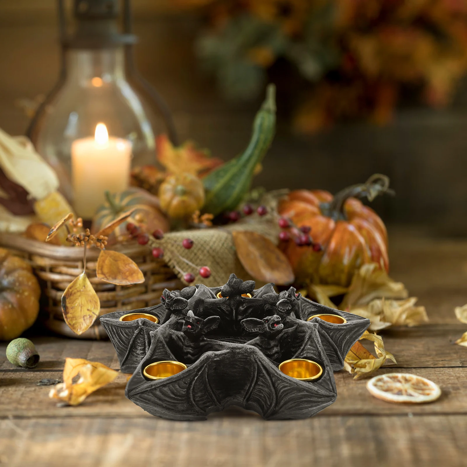 박쥐 구멍 수지 고딕 할로윈 촛대 Tealight 스탠드 스틱 홀더 장식 수지 홀더 장식