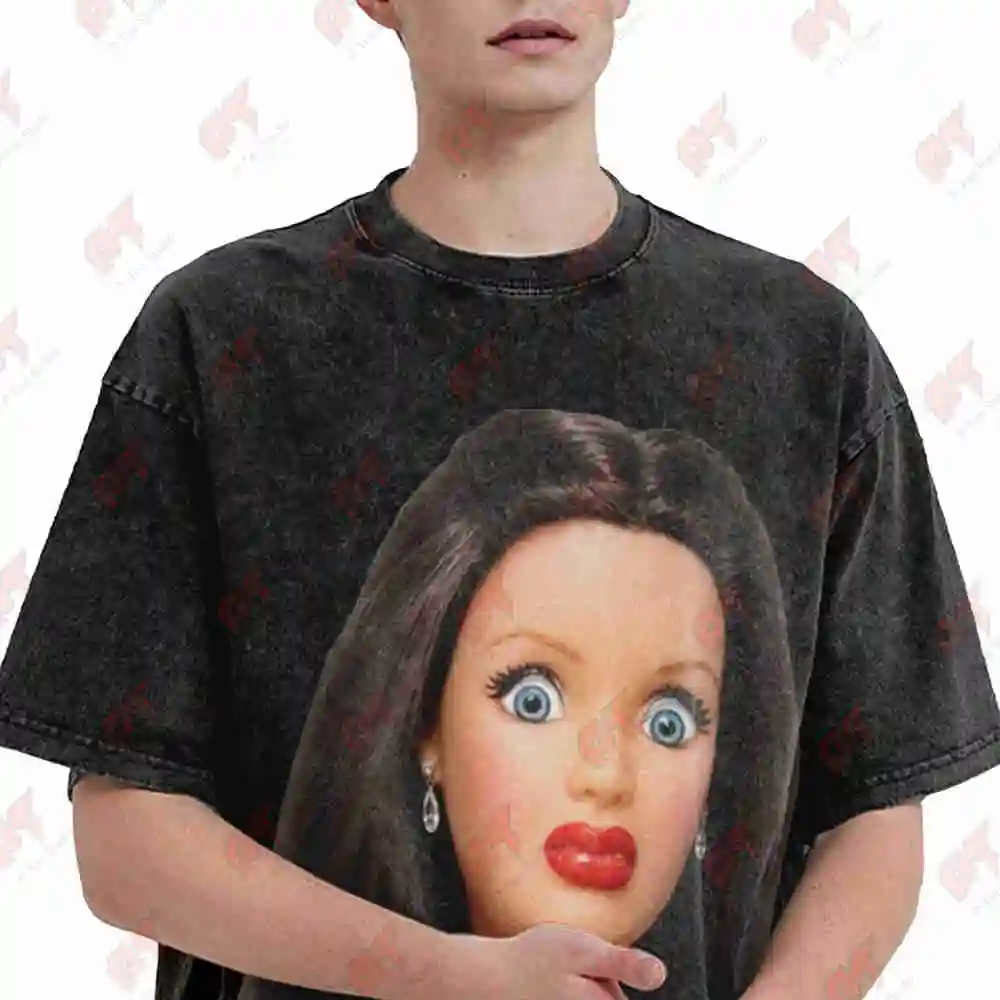 Face Meme Doll Offensive Weird Disgusted Gen Z Shocked Vintage Washed Tee Pure Cotton T-Shirt