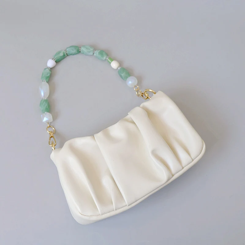 New Woman Bag Accessory Green White Acrylic Resin Bead Part Handcrafted Wristband Cute Phone Case Strap Women Bag Handle Chain