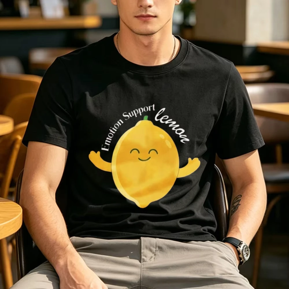Emotion Support Lemon Graphic T-Shirt Kawaii Fruit Tee Cute Fruit Hug Hugging Men Women Streetwear Shirt Unisex Cotton Shirt