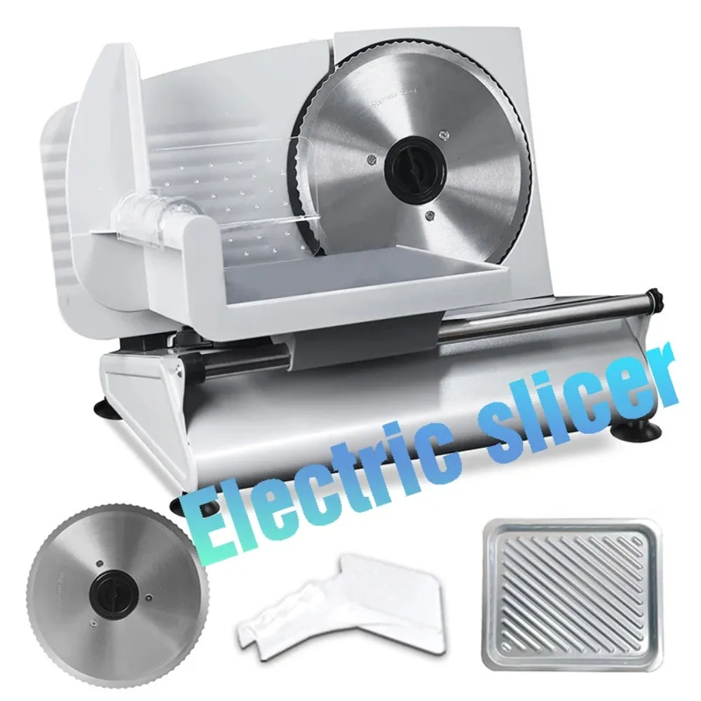 

Electric Slicer 200WMeat Slicer Teen Lock Protection Removable Stainless Steel Blade Food Carriage Adjustable Thickness1.2To 6"