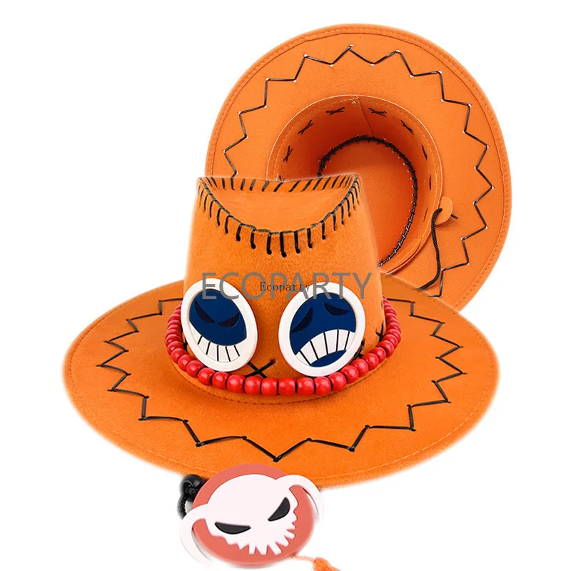 Sombrero de Jazz de vaquero occidental de una pieza para hombre, periferales de animación de Festival divertido de Halloween, Cosplay de puño de fuego, Ace, tendencia